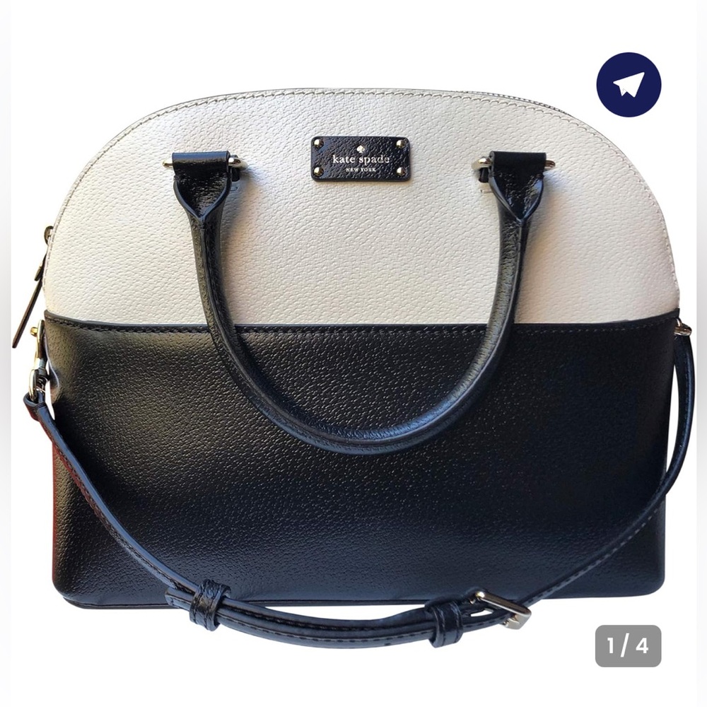 KATE SPADE GROVE STREET CARLI TWO-TONED DOME SATCHEL CROSSBODY BAG BLACK/IVORY